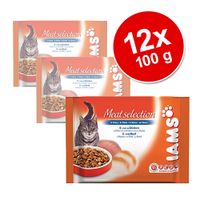 Iams Frischebeutel Sparpaket 12 x 100 g - - 6 x Huhn / 6 x Rind in So�e