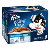 Felix ""Elke Dag Feest"" 2 smaken in gelei Kattenvoer 12x 100g - - Vis