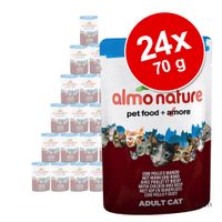 Voordeelpakket Almo Nature Kattenvoer Azul Label 24 x 70 g - - Kip & tonijn