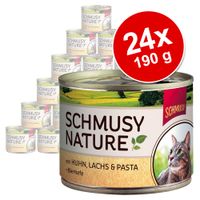 Voordeelpakket Schmusy Nature Kattenvoer 24 x 190 g - - rund, gevogelte & rijst