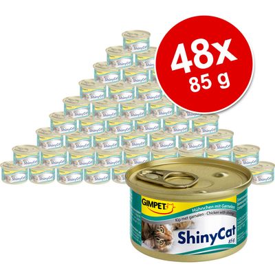 48 x 85 g Gimpet Shiny Cat in voordeelpakket - - Tonijn & Kip