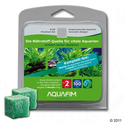 Aquafim Premium Duenge Komplett-Set - Premium Naehrstoff-Wuerfel fuer 300 Liter, 30 ml Premium Liquid