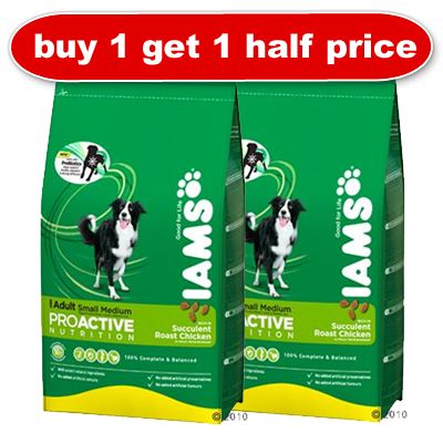 Buy 1 Large Bag Of IAMS Dry Dog Food And Get 1  Half Price! -  2 x 15 kg Adult Large Breed  Chicken
