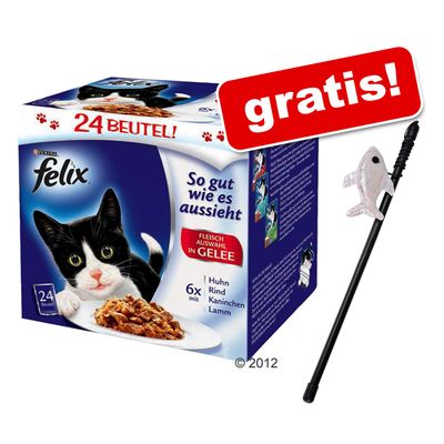24 x 100 g Felix Pouches + Katzenangel gratis! - ´´So gut wie es aussieht´´ - Koestliche Gemuesevariation 24 x 100 g Felix Pouches + Katzenangel gratis! - ´´So gut wie es aussieht´´ - Koestliche Gemuesevariation