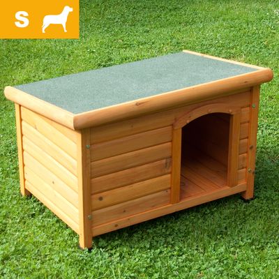 Hundehuette Woody mit Flachdach, Groesse S - B 85 x T 57 x H 58 cm