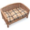 Panier avec coussin beige � carreaux pour chien et chat - L 80 x l 50 x H 18 / 43 cm