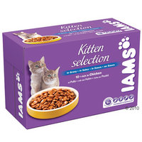 Iams Kitten Selection Kattenvoer 10 x 100 g - - kip in saus