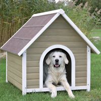 Hundehütte Natura mit Satteldach - - Größe M: L 90 x B 95 x H 106 cm