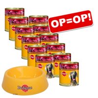  12 x 800 g Pedigree Puur + Pedigree voerbak GRATIS! - - Rijk aan kippenharten en -levers 