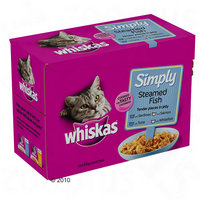 Whiskas maaltijdzakjes Simply Kattenvoer 12 x 85 g - - Gestoomde vis