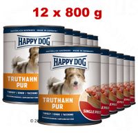 Happy Dog Single Protein voordeelpakket 12 x 800 g - - Puur kalkoen 