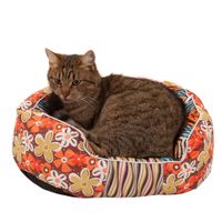  Kattenbed met bloemetjes - - L 42 x B 38 x H 16 cm 