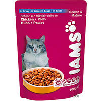 Iams Senior & Mature Kattenvoer 6 x 100 g - - kip in saus