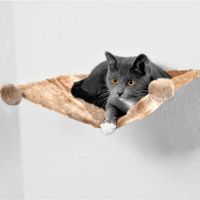 Trixie Pluche kattenhangmat voor aan de muur - - beige