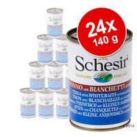 Voordeelpakket Schesir in gelei Kattenvoer 24 x 140 g - - Tonijn met Ham in Bouillon