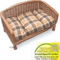 Hundesofa inkl. Kissen Karo/Beige - - L 80 x B 50 x H 43 cm