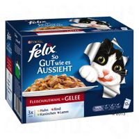 Felix ""Elke Dag Feest"" in gelei Kattenvoer 12 x 100 g - - Heerlijke vleesvariatie