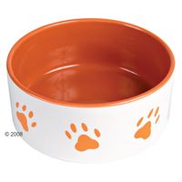 Trixie keramieken voerbak met oranje pootopdruk 1,4 l 20 cm