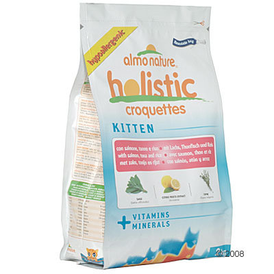 Croquettes Almo Nature Holistic Kitten, saumon, thon & riz- 2 kg