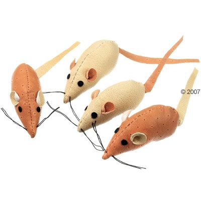 Kunstledermaeuse mit Catnip - 4 er Pack