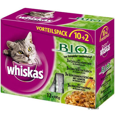 Whiskas Bio sachets fraîcheur 12 x 100 g- viande biologique