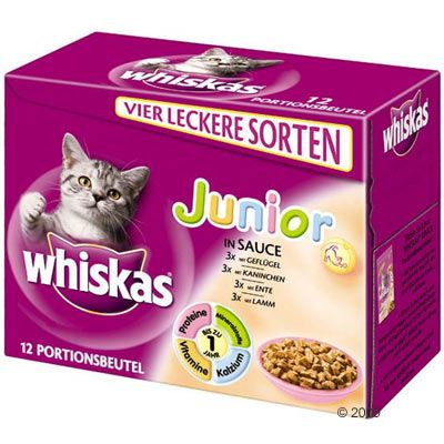 Whiskas Junior Frischebeutel 12 x 100 g - Fein Geschnetzeltes in Sosse