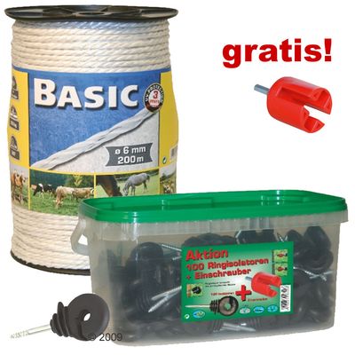 Weidezaunseil und Ringisolatoren + gratis Einschrauber - - Set: Weidezaunseil + Ringisolat Preisvergleich