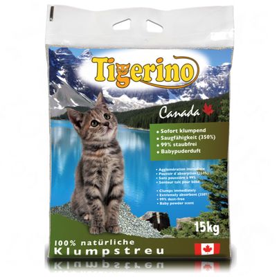 Litière pour chat Tigerino Canada, senteur talc pour bébé- 15 kg