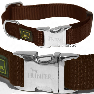 Collier pour chien Hunter Vario Basic AluStrong, marron- L 40 - 55 x l 2,5 cm (taille M)