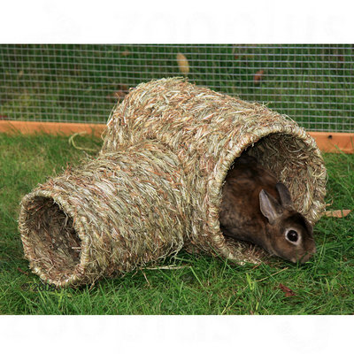 Double tunnel en herbe pour rongeur et lapin- 1 double tunnel
