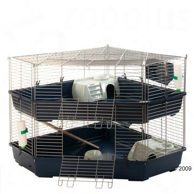 Double Corner Cage for Small Pets 2-storied - Base Dark Blue