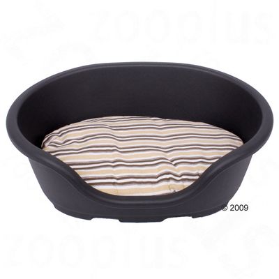 Sparset Hundekorb Lindo dunkelgrau mit passendem Kissen - Set Groesse 3 (Korb + Kissen) L 74 x B 52 x H 27 cm