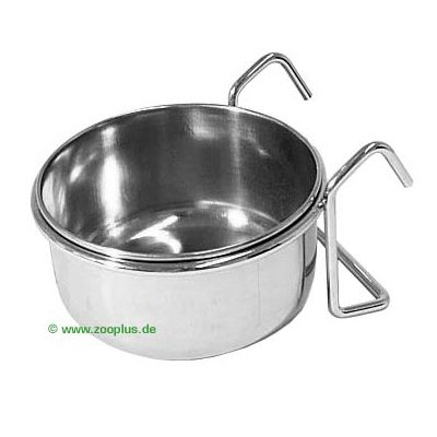 Edelstahlnapf mit Halter - 0,6 l, Ø 12 cm