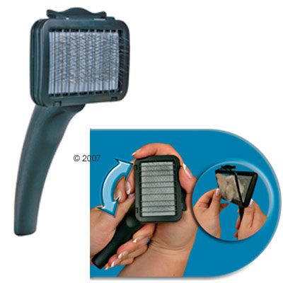 Trixie Soft Brush with Fur Catcher and Rotating Grip - large 17 x 12cm Brush Hea