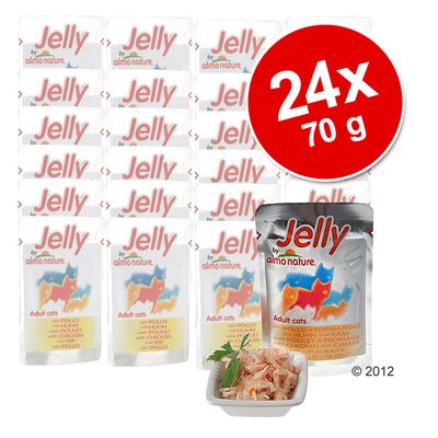 Lot économique Sachets fraîcheur Almo Nature Jelly 24 x 70 g- thon & jeunes sardines