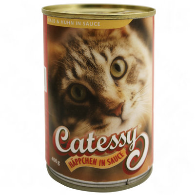 Catessy hapjes in saus 400 g: kalf en kip - - Spaarpakket 24 x 400 g