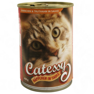 Bouchées en sauce pour chat Catessy, lapin & dinde- 12 x 400 g