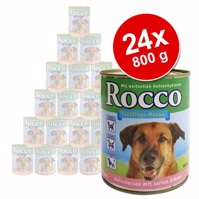 Smulpakket Rocco Menu 24 x 800 g - - van ieder 12 x 800 g gevogelte, groenten & rijst en kalfshart met groene erwten