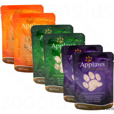 Sachets fraîcheur pour chat Applaws Sélection 6 x 70 g- sélection au poulet