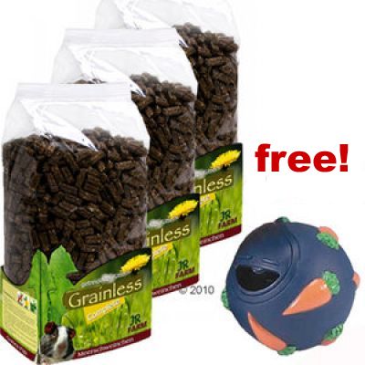 3 x JR Farm Grainless Complete Guinea Pig + Snacky Free! - 3 x 1.35 kg