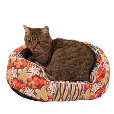 Katzenbett mit Bluemchen - L 42 x B 38 x H 16 cm