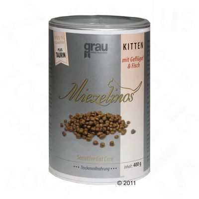 Grau Miezelinos Kitten mit Gefluegel und Fisch - 400 g