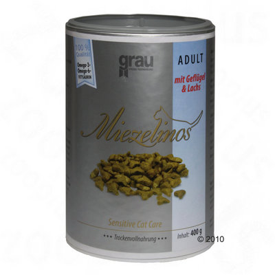 Croquettes Grau Miezelinos Adult, volaille & saumon- 3 x 2,5 kg