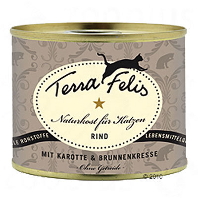 Boîtes pour chat Terra Faelis 6 x 200 g- boeuf, carotte & cresson