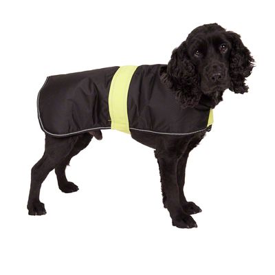 Hundemantel Eisbaer schwarz mit Reflektorstreifen - Groesse 60 60 cm Rueckenlaenge