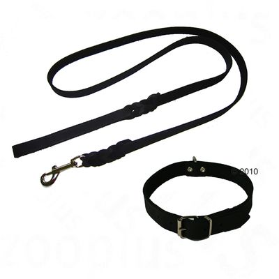 Heim Leather Lead & Collar Set black - Set collar 40 cm + lead 200 cm