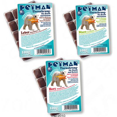 Mischpaket Petman Supplement Niere & Leber & Herz – 1,5 kg, je Sorte 5 x 100 g