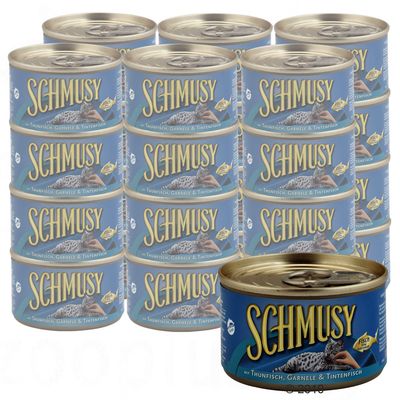 Megapack Schmusy Fischdelikatessen 24 x 100 g - Thunfisch & Gefluegelleber