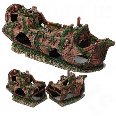 Antikes Schiffswrack - 2-teilig, Masse ca. 47 x 18,5 x 15,5 cm