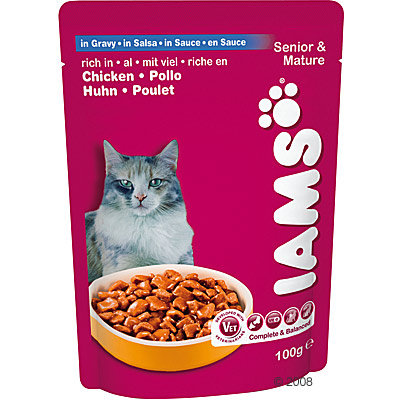 Sachets fraîcheur pour chat Iams Mature & Senior 6 x 100 g- senior poulet